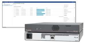 Extron VCA 100 with a screenshot of the VCP settings.