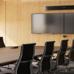 Rendering of Nureva HDL310 in a conference space.