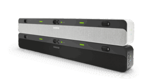 Shure IntelliMix Bar Pro stacked together.